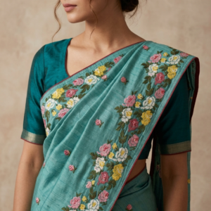 Pureweft Pure Kosa Silk Handloom Saree with Hand Embroidery