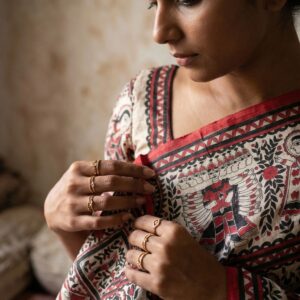 Pureweft Tassar Ghicha Silk Madhubani Hand Painted Saree