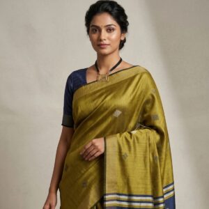 Pureweft Premium Dupion & Mulberry Silk Green Saree