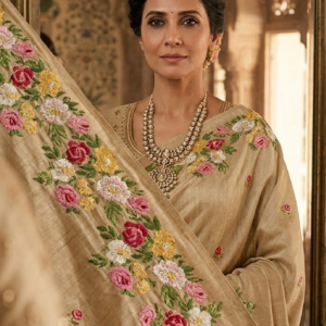 Pureweft Pure Kosa Silk Handloom Saree with Hand Embroidery