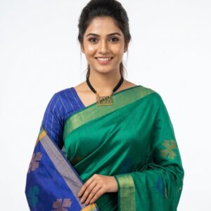 Pureweft Dupion Raw Silk Saree with Mulberry Silk Blend
